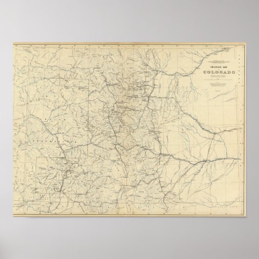 コロラド州の排水マップ ポスター (正面)