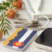 コロラド州の旗および山地Keychain キーホルダー (正面右)