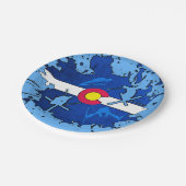 コロラド州の旗のスキー（ばちゃばちゃ）跳ねるの紙皿 ペーパープレート (アングル)