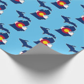 コロラド州の旗のミシガン州の輪郭の包装紙 ラッピングペーパー (角)