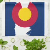 コロラド州の旗のTreelineのシルエット キッチンタオル (折り畳み)