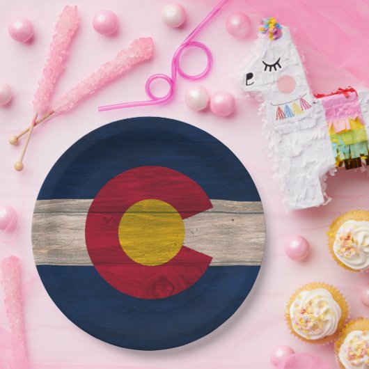 コロラド州の木製の旗の使い捨て可能な紙皿 ペーパープレート (パーティー)