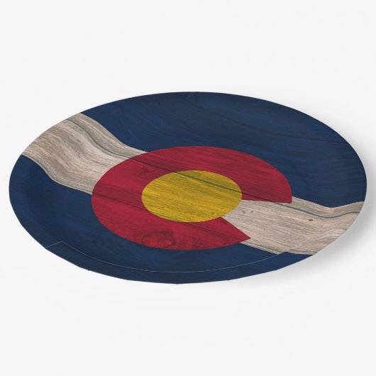 コロラド州の木製の旗の使い捨て可能な紙皿 ペーパープレート (アングル)