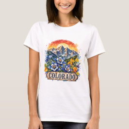 コロラド州の水彩画風の山々 PNG ステートデザイン Tシャツ