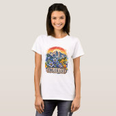 コロラド州の水彩画風の山々 PNG ステートデザイン Tシャツ (正面フル)