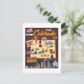 コロラド州の漫画の地図 ポストカード (スタンド正面)