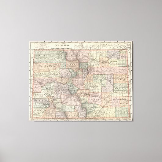 コロラド州の都市と郡の地図(1891) キャンバスプリント (正面)