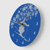 コロラド州の青い雪のスキー ラージ壁時計 (傾斜)