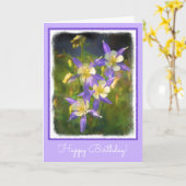 コロラド州の青オダマキ（植物）の絵画-元の芸術 カード (黄色い花)