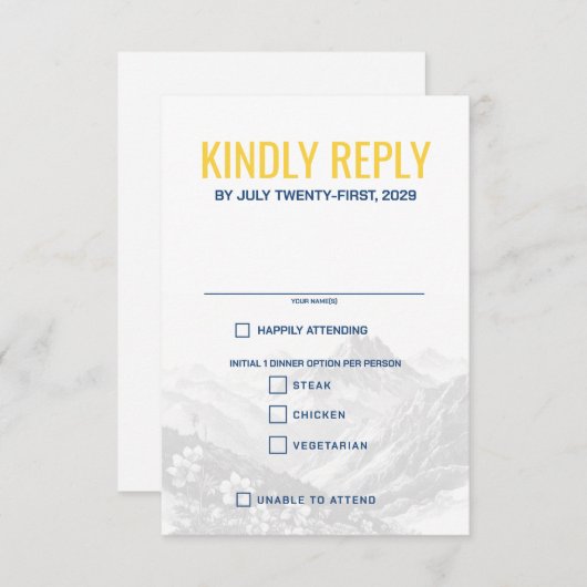 コロラド州の食品の選択 出欠カード (正面/裏面)