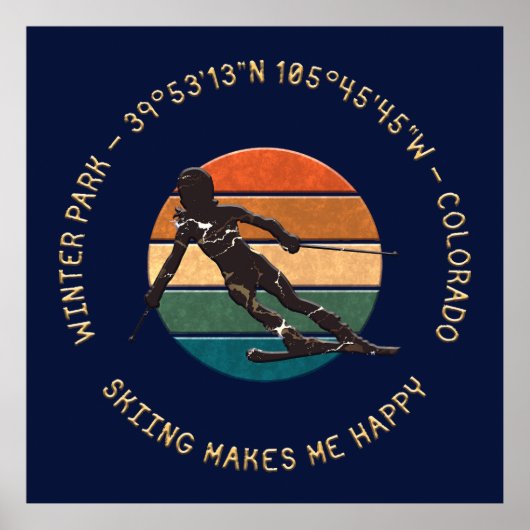 コロラド州ウィンターパーク – ウィメンスキーヤー,ゴールデン文字 ポスター (正面)