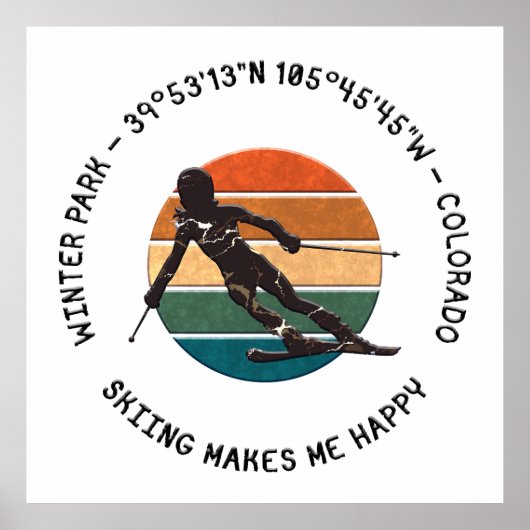 コロラド州ウィンターパーク – ウィメンスキーヤー,ブラック文字 ポスター (正面)