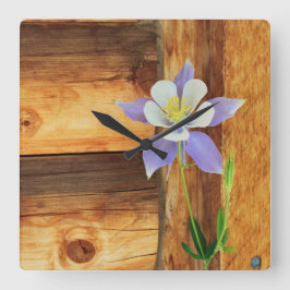 コロラド州オダマキ（植物）および木 スクエア壁時計