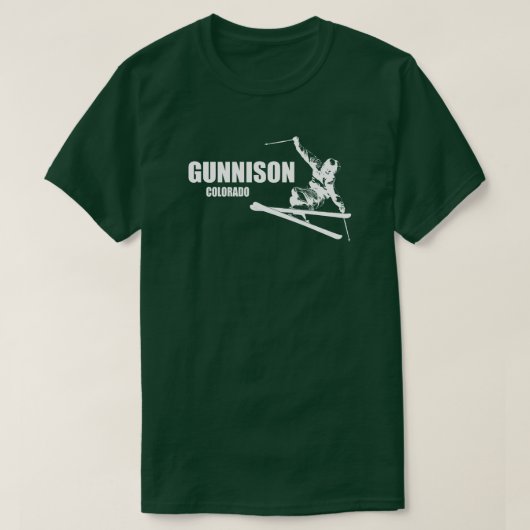 コロラド州ガニソン スキーヤー Tシャツ (デザイン正面)