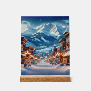 コロラド州クレステッドビュートの冬のワンダーランド アクリルサイン