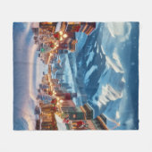 コロラド州クレステッドビュートの冬のワンダーランド フリースブランケット (正面(横))