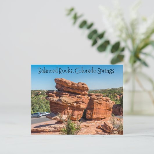 コロラド州コロラド州コロラド州の春のバランスの取れた岩 ポストカード (スタンド正面)