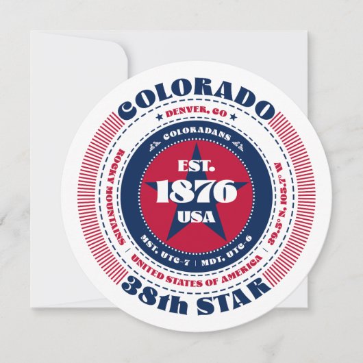 コロラド州サーキュラータイポグラフィフラットカード (正面)