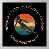 コロラド州スキースノーマス – ウィメンスキーヤー，イエロー文字 ポスター (正面)