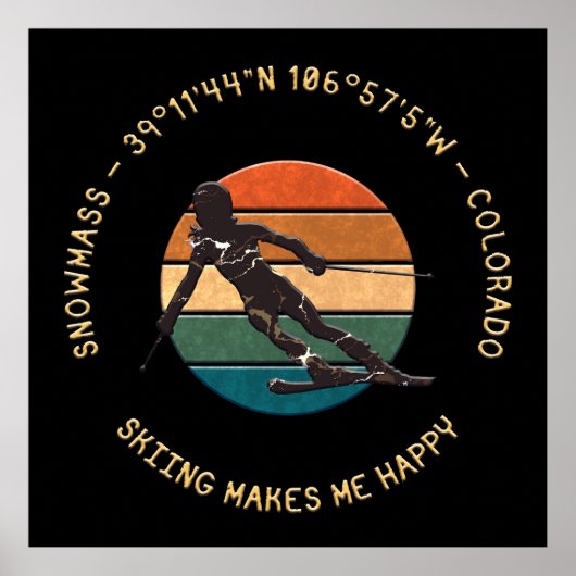 コロラド州スキースノーマス – ウィメンスキーヤー,イエロー文字 ポスター (正面)