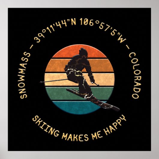 コロラド州スキースノーマス – マンスキーヤー、イエロー文字 ポスター (正面)