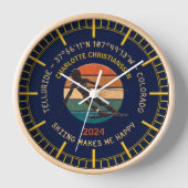 コロラド州スキーテルライド – ウィメンスキーヤー,イエロー文字 壁時計 (正面)