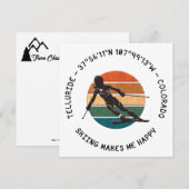 コロラド州スキーテルライド – ウィメンスキーヤー，ブラック文字 シーズンカード (正面/裏面)