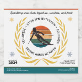 コロラド州スキーテルライド – ウィメンスキーヤー,ブラック文字 スパークリングワインラベル (シングルラベル)