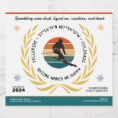 コロラド州スキーテルライド – マンスキーヤーブラック文字 スパークリングワインラベル (シングルラベル)