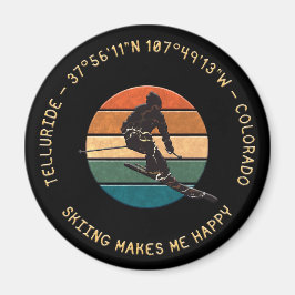 コロラド州スキーテルライド – マンスキーヤー、イエロー文字 マグネット