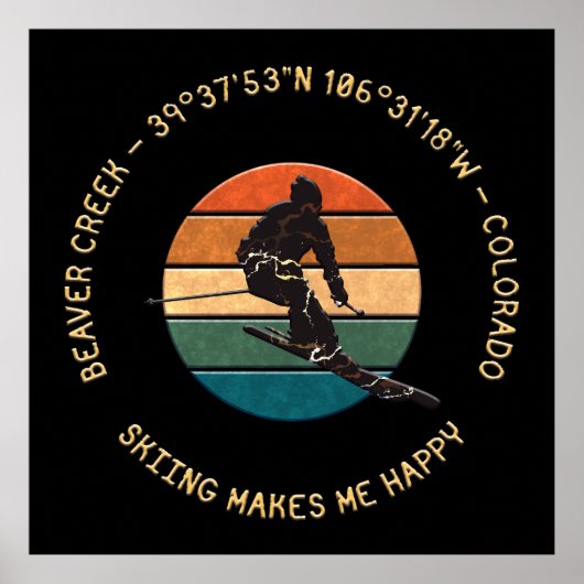 コロラド州スキービーバークリーク – マンスキーヤーイエロー文字 ポスター (正面)