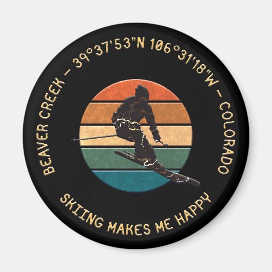 コロラド州スキービーバークリーク – マンスキーヤーイエロー文字 マグネット (正面)