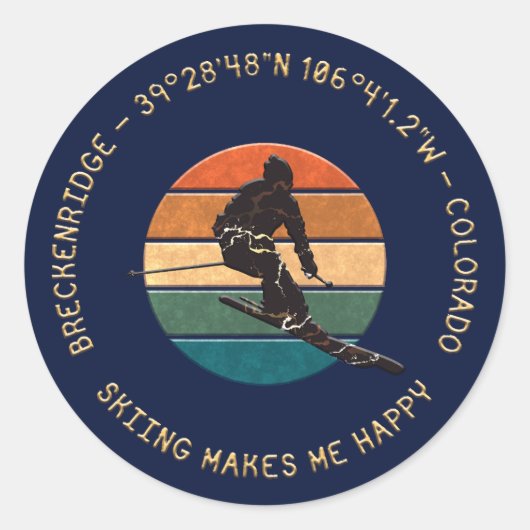 コロラド州スキーブリッケンリッジ – マンスキーヤーゴールデン文字 ラウンドシール (正面)