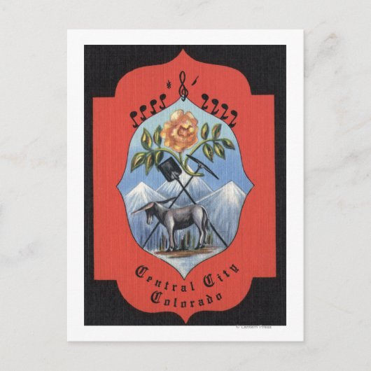 コロラド州セントラルシティ – オフィシャルシティシールビュー ポストカード (正面)