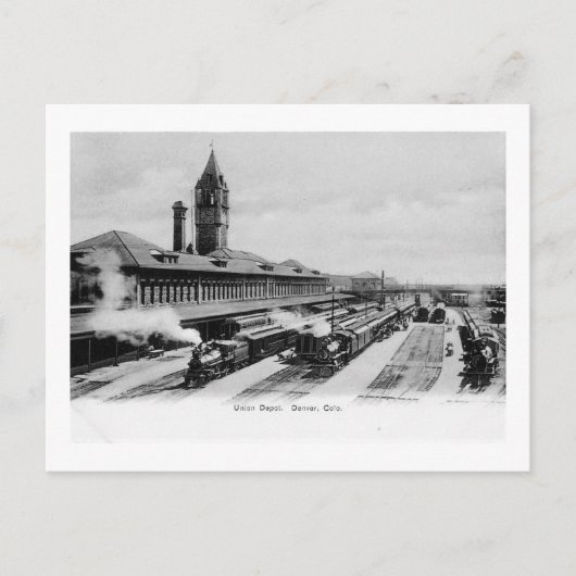 コロラド州デンバーにあるユニオンデポ駅ヴィンテージ ポストカード (正面)