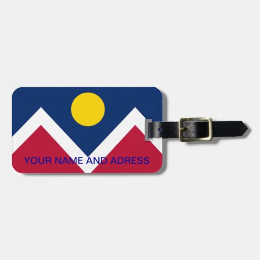 コロラド州デンバー州旗の付いた荷札 ラゲッジタグ (正面横)