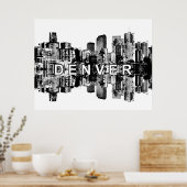 コロラド州デンバー州(モノクロ) ポスター (キッチン)