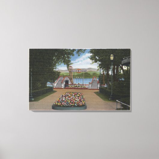 コロラド州デンバー – ロードレイクのスピードボート キャンバスプリント (正面)