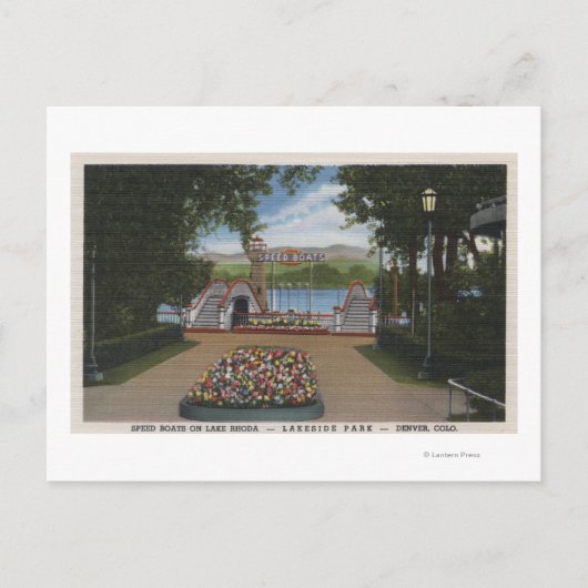 コロラド州デンバー – ロードレイクのスピードボート ポストカード (正面)