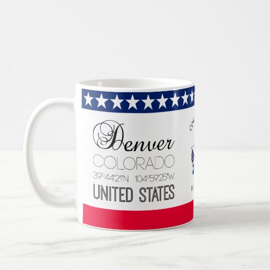 コロラド州デンバー、統一された州エレガント コーヒーマグカップ (左)