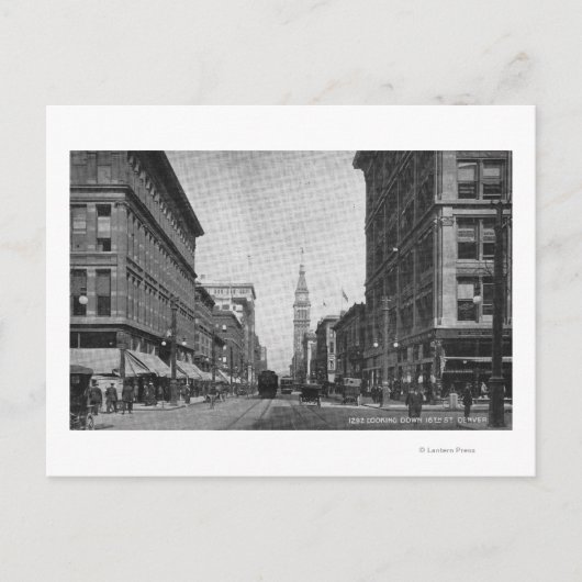 コロラド州デンバー – 見下ろす16通りビュー ポストカード (正面)