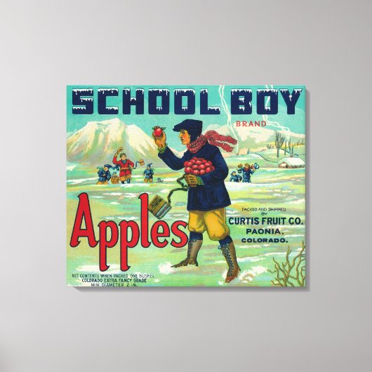 コロラド州パオニア – School Boy Apple Label キャンバスプリント (正面)