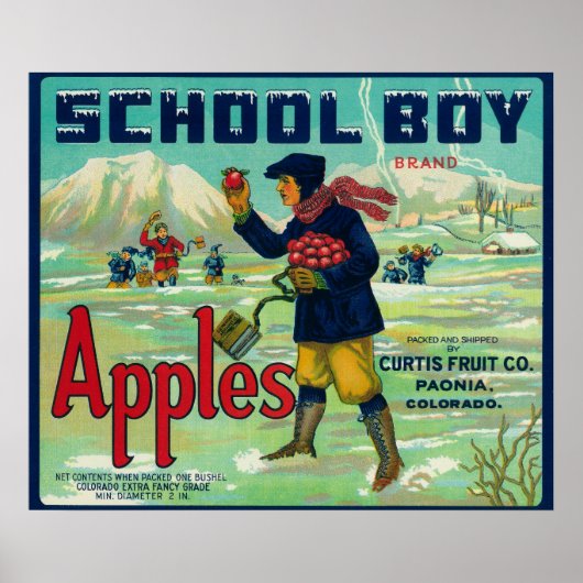 コロラド州パオニア – School Boy Apple Label ポスター (正面)