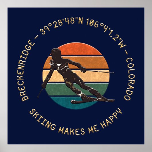 コロラド州ブリッケンリッジ – ウーマンスキーヤー,ゴールデン文字 ポスター (正面)