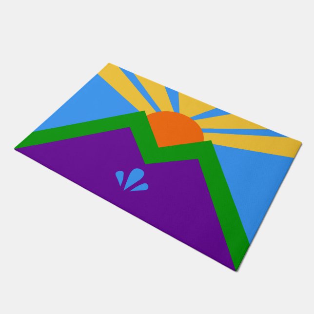 コロラド州マニトー州旗の付いたドア春 ドアマット (アングル)