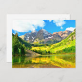 コロラド州マルーンベル《植物》アスペンサマーランドスケープ ポストカード (正面/裏面)