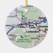 コロラド州ライフルの地図 セラミックオーナメント (正面)