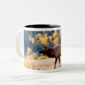 コロラド州ロッキーマウンテン国立公園のエルク ツートーンマグカップ (正面左)
