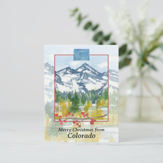 コロラド州ロッキー山脈からのメリークリスマス ポストカード (スタンド正面)