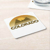 コロラド州ヴィンテージ旅行 スクエアペーパーコースター (アングル)